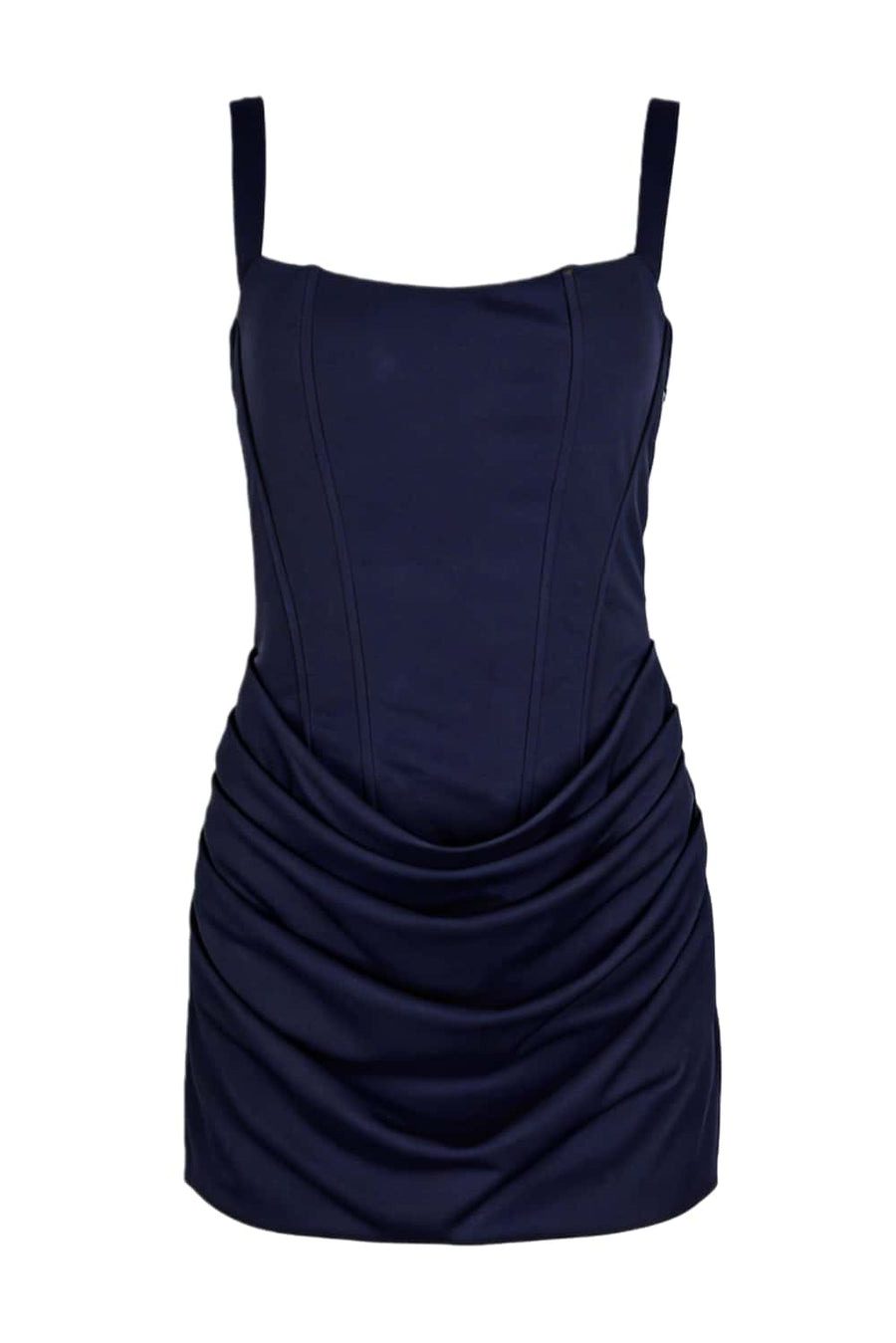Brown Square Neck Ruched Tight Short Dress
