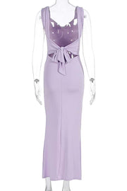 Pink Cowl Neck Fitted Slit Long Dress