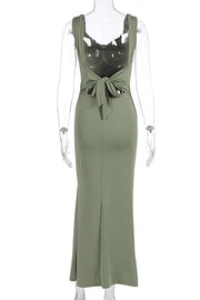 Pink Cowl Neck Fitted Slit Long Dress