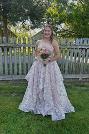 Corset 3D Floral A-line Ball Gown