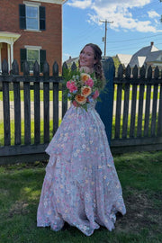 Corset 3D Floral A-line Ball Gown