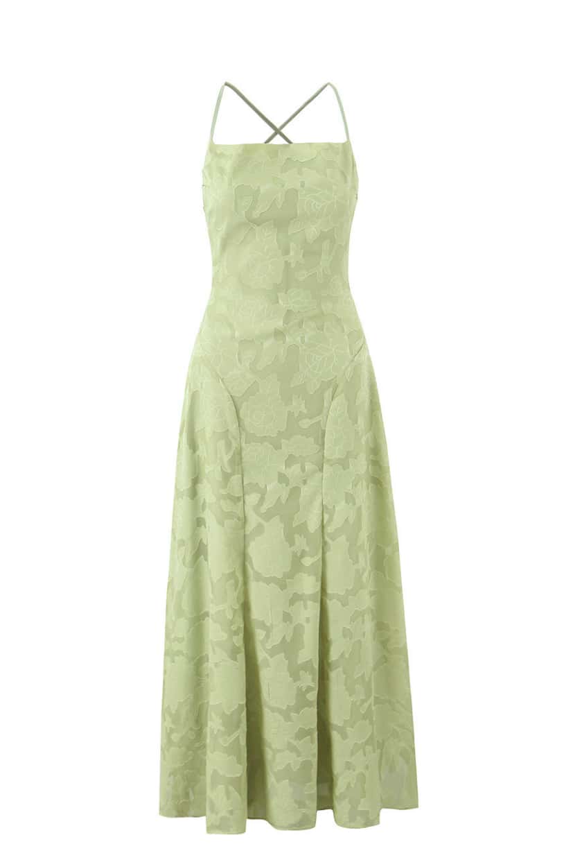 Sage Green Lace Straps A-line Dress Ohmollydress Sage Green Lace Straps A-line Dress Ohmollydress