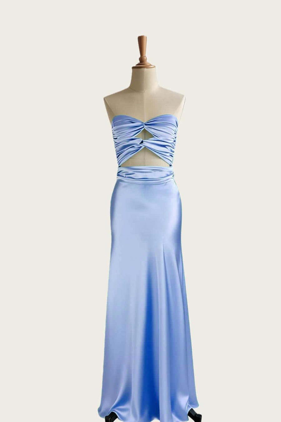 Twists Aqua Keyholes Satin Fitted Dress