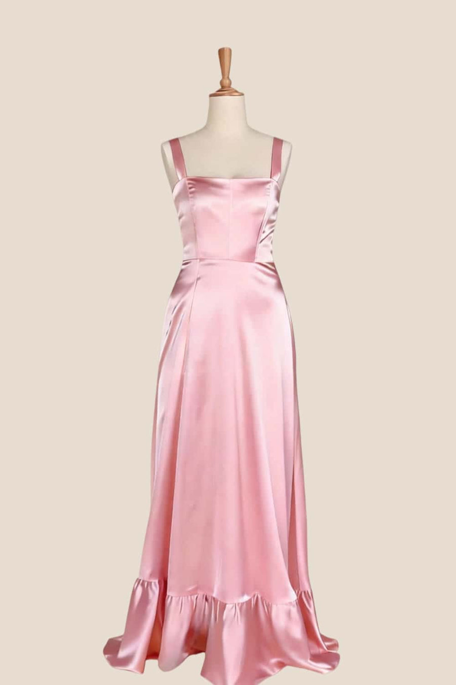 Yellow Soft Sati Square Neck A-line Maxi Dress