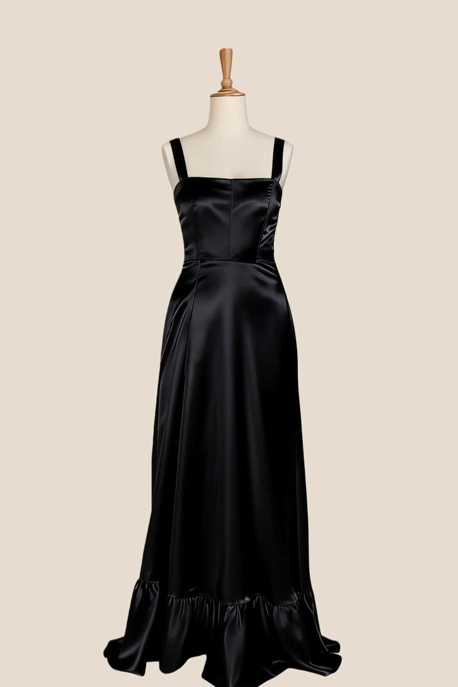 Yellow Soft Sati Square Neck A-line Maxi Dress