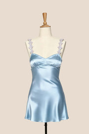 Pink Straps Satin Short Party Dress