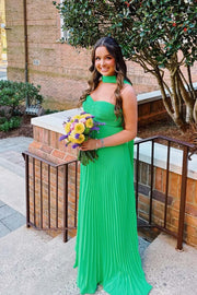 Pink Pleated Tiered Maxi Dress with Scarf