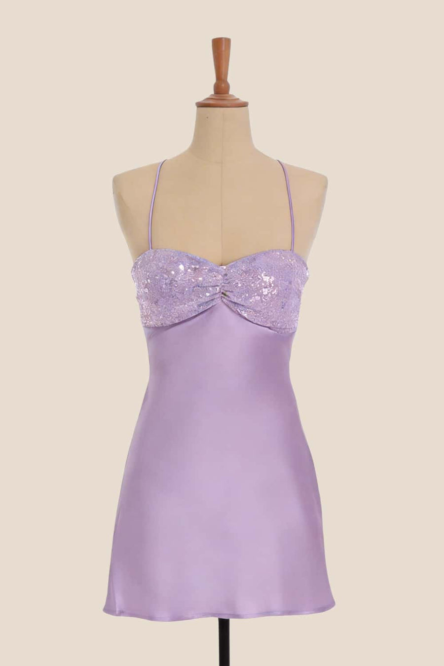Light Blue Straps Soft Satin A-line Short Dress