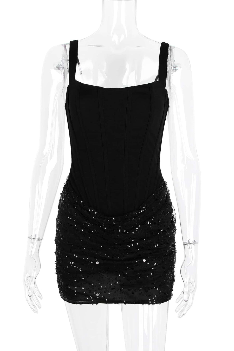 Red Sequin Ruched Tight Mini Dress