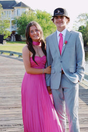 Empire White Pleated Maxi Scarf Dress