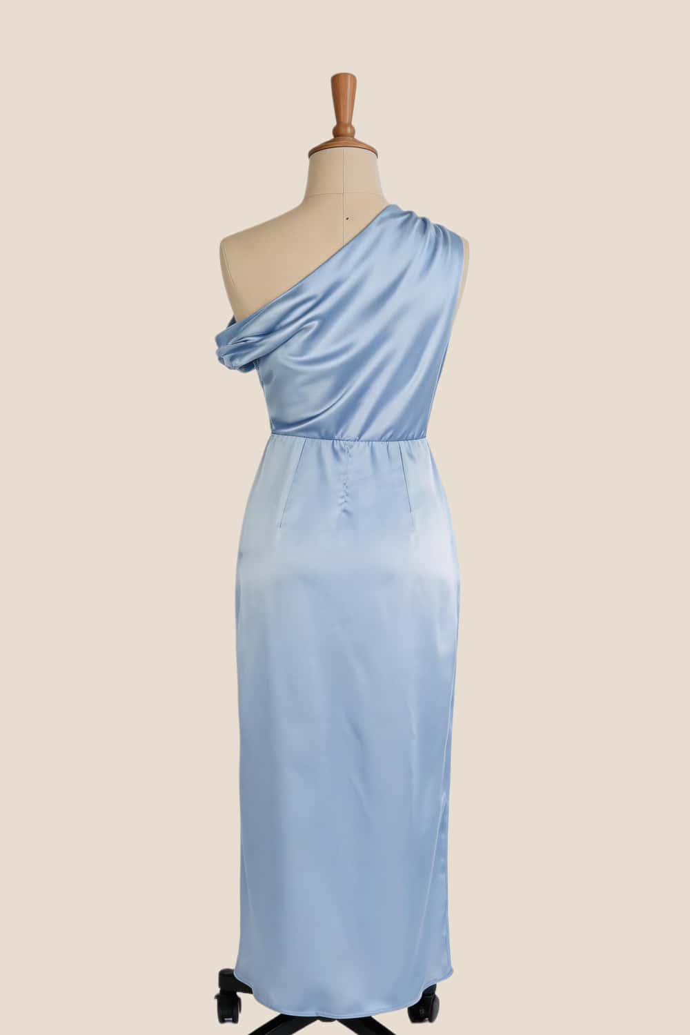 Mist Blue One Shoulder Slit Long Bridesmaid Dress