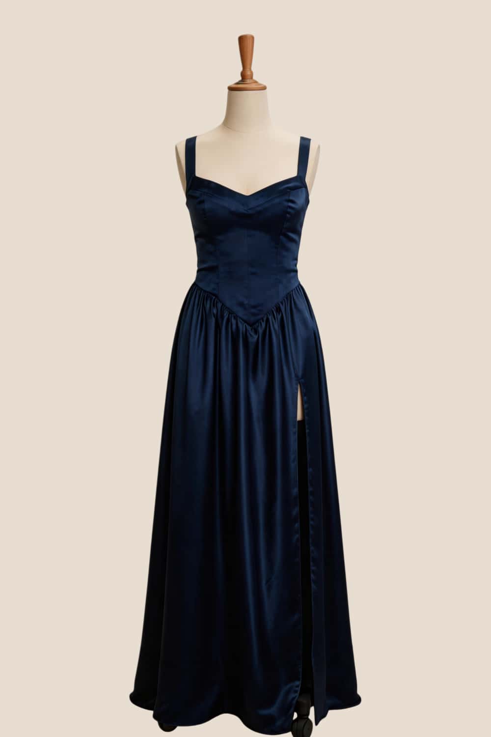 Mist Blue Satin Corset A-line Long Bridesmaid Dress