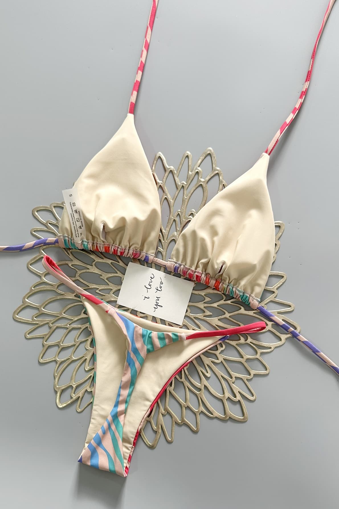 Striped Halter Tie Two-piece Bikini Set