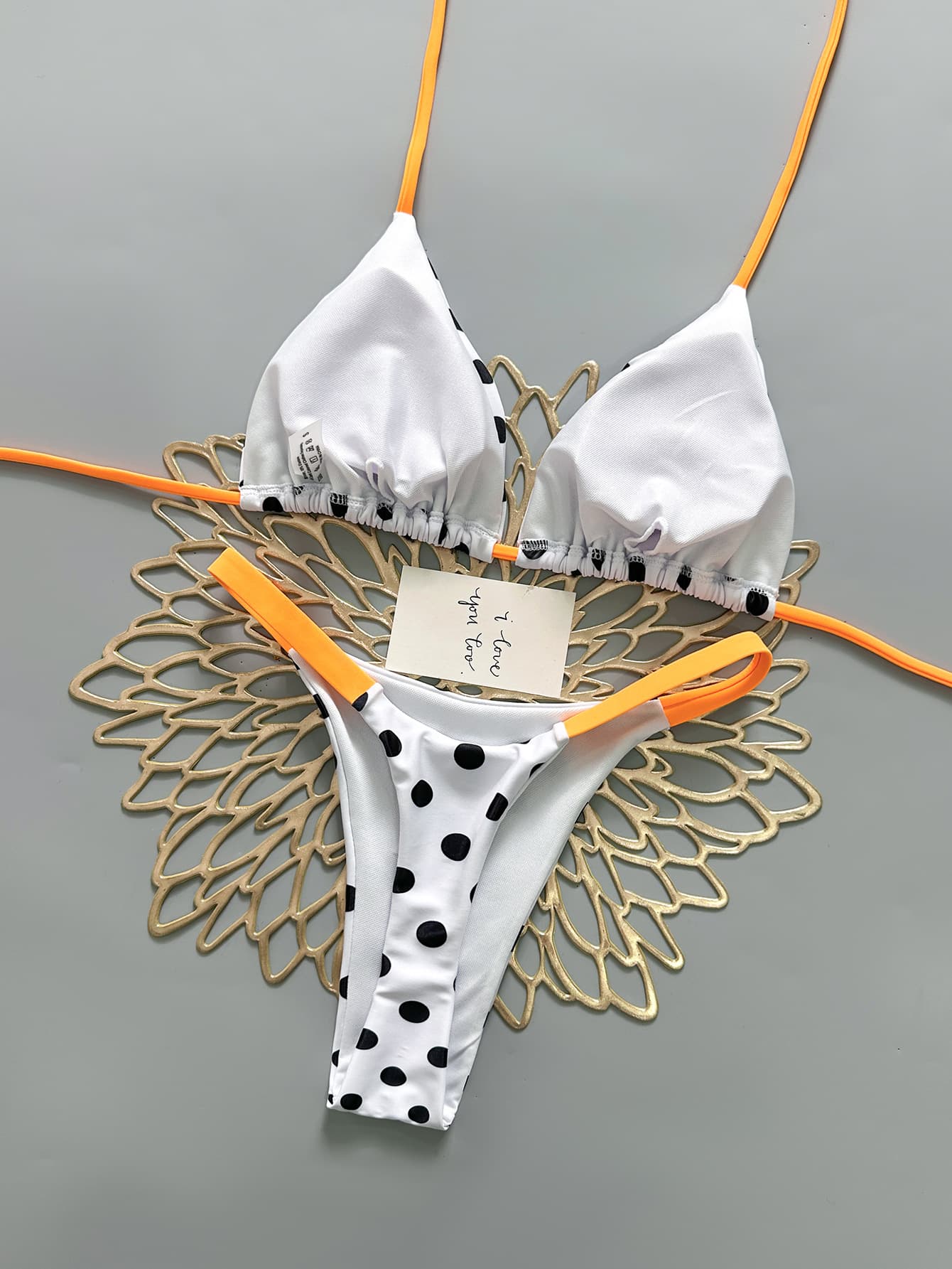 Black and White Polka Dot Bikini Set