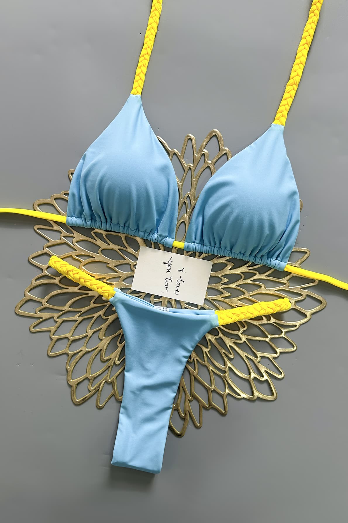 Light Blue Lace-Up Bikini Set