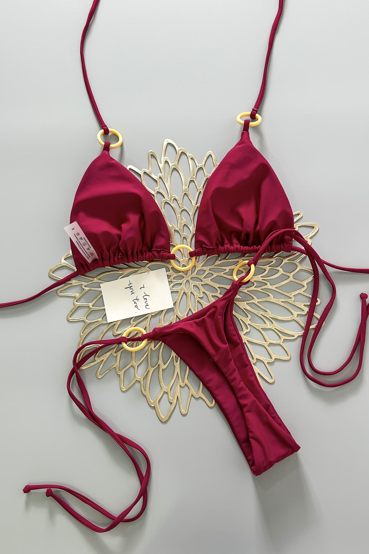 Burgundy Halter Two-Piece Bikini Set