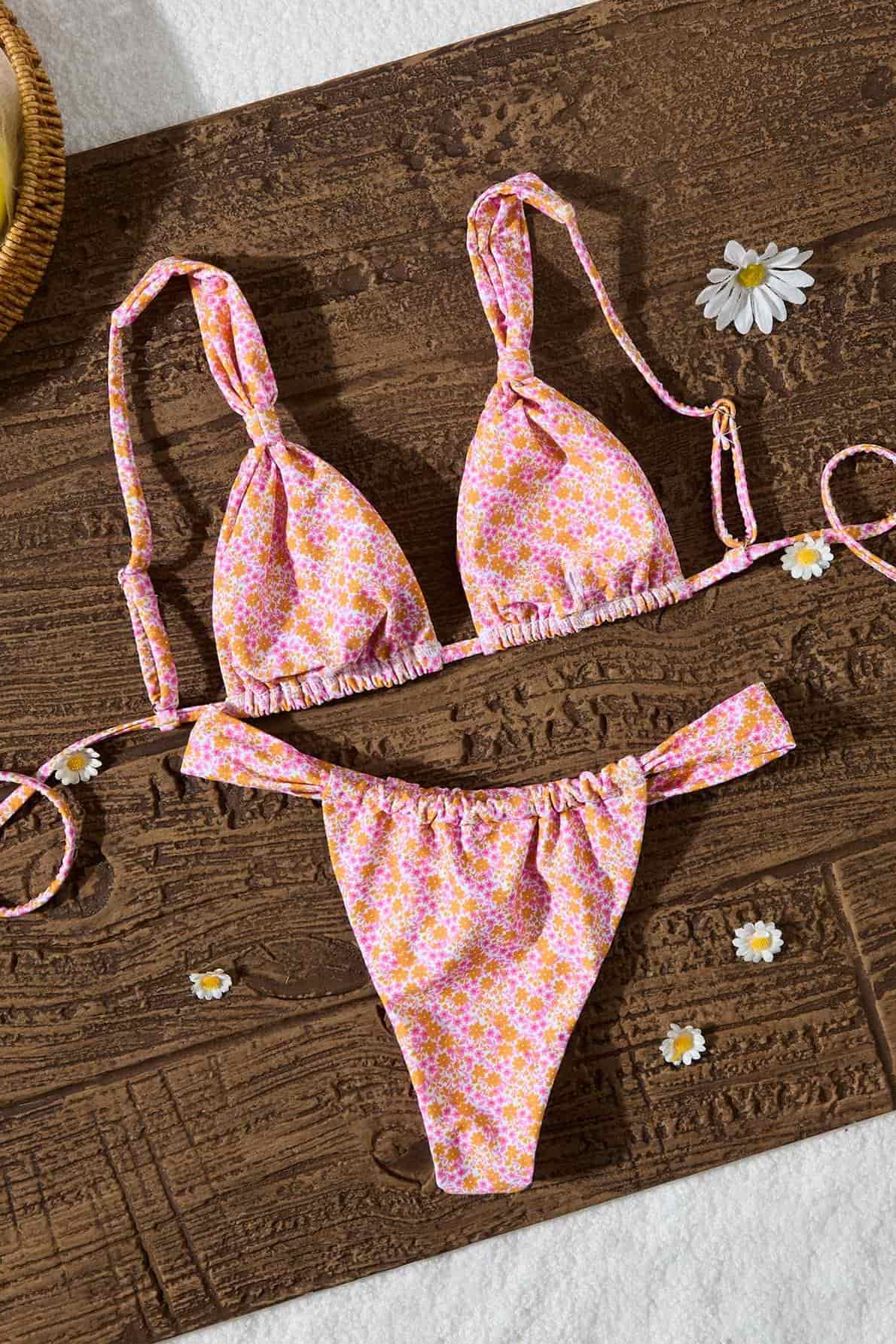 Pink Floral Two-Piece Bikini Set