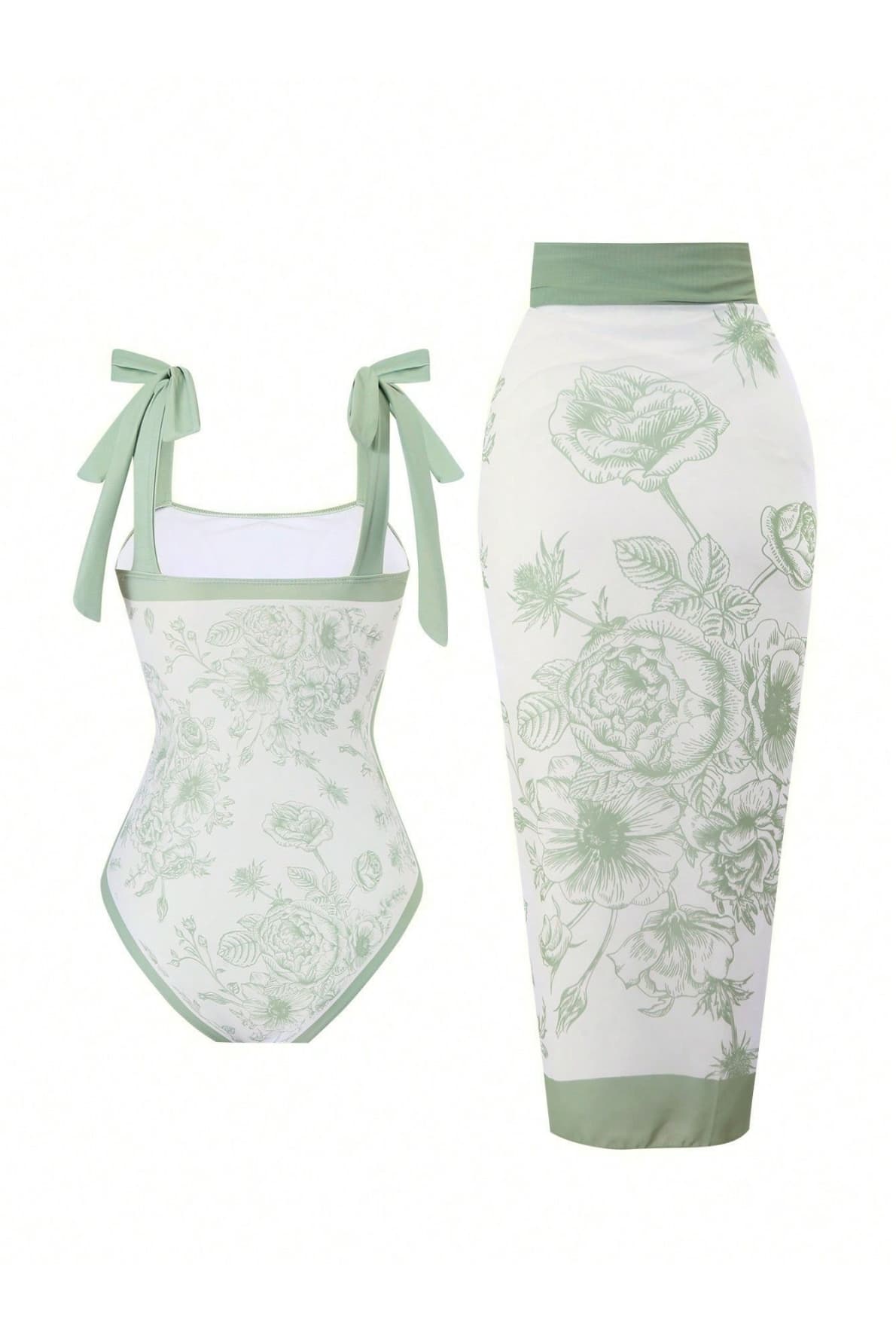 Sage Green Two-piece Swimsuit Set