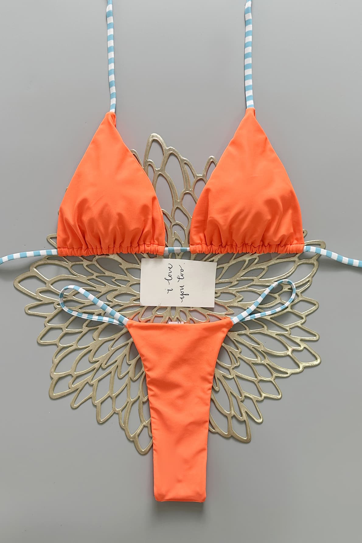 Orange Halter Two-piece Bikini Set