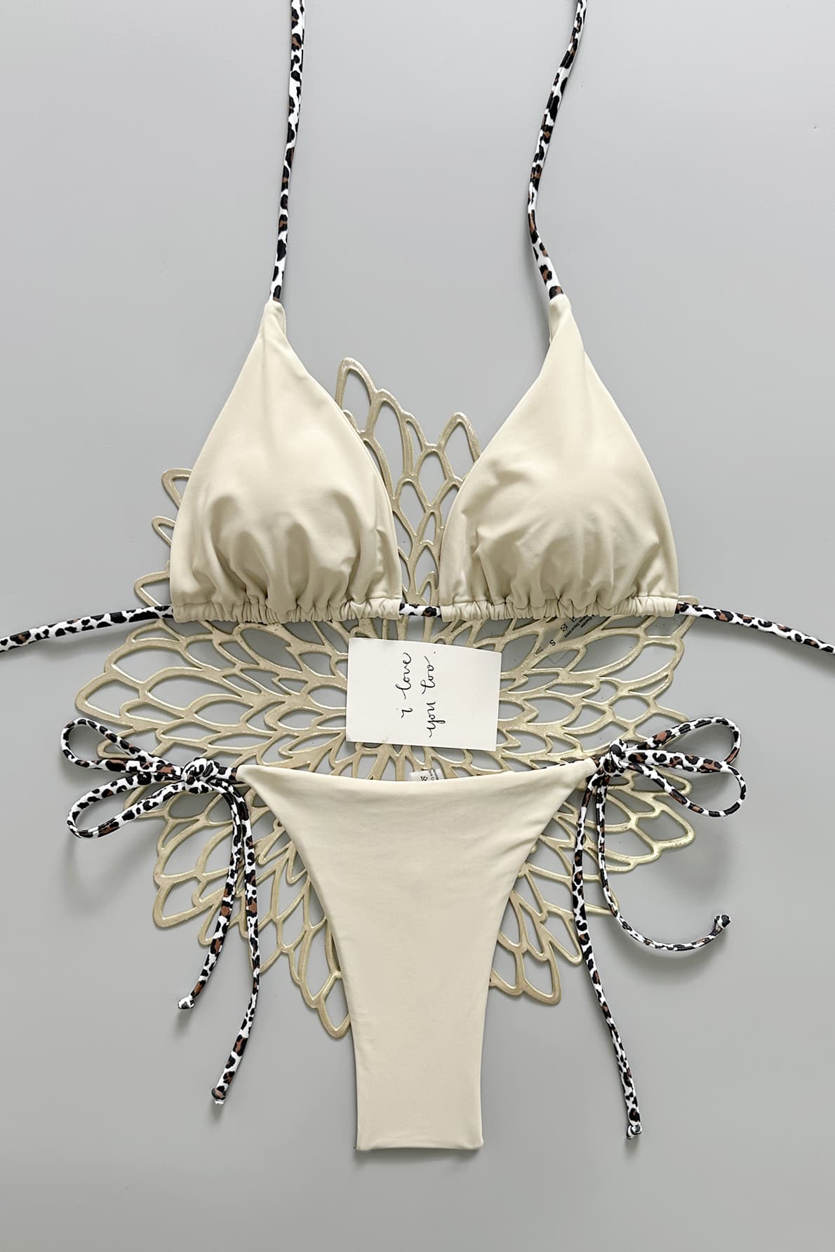 Off-White Halter Two-piece Bikini Set