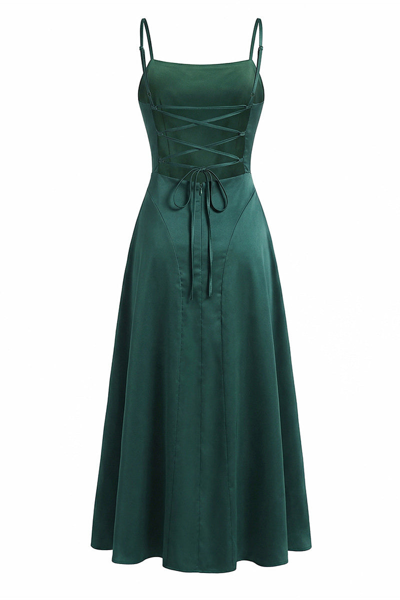 Cowl Neck Wine Red Straps Satin Long Party Dress