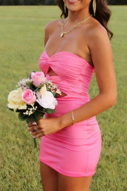 Double Twists Yellow Fitted Mini Dress