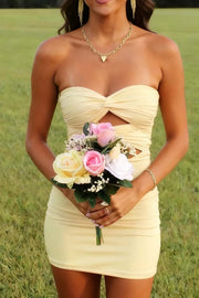 Double Twists Yellow Fitted Mini Dress