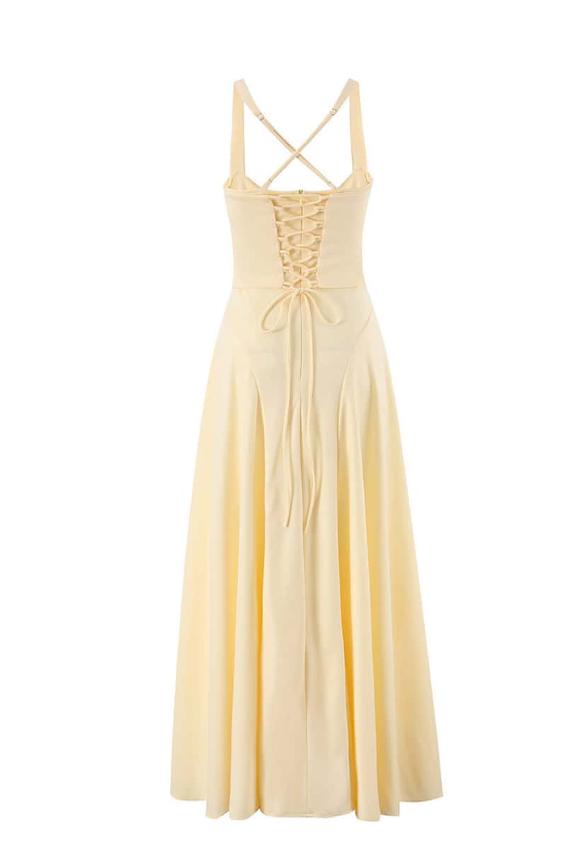Twist Bust Wine Red A-line Long Dress
