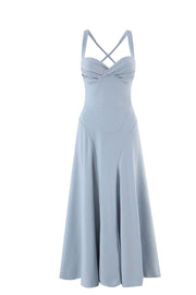 Twist Bust Wine Red A-line Long Dress