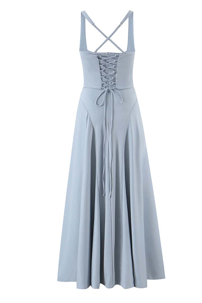 Twist Bust Wine Red A-line Long Dress