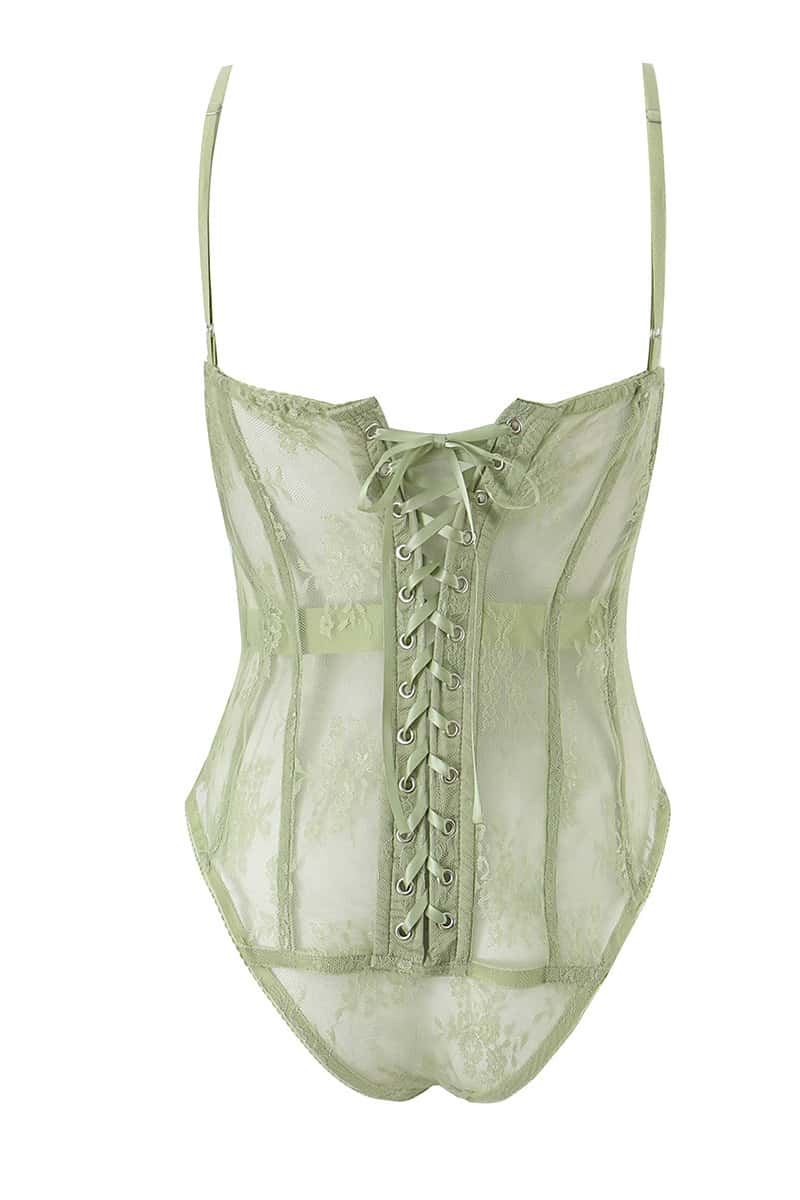 Sage Green Lace Corset Bodysuit