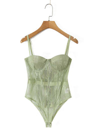 Sage Green Lace Corset Bodysuit