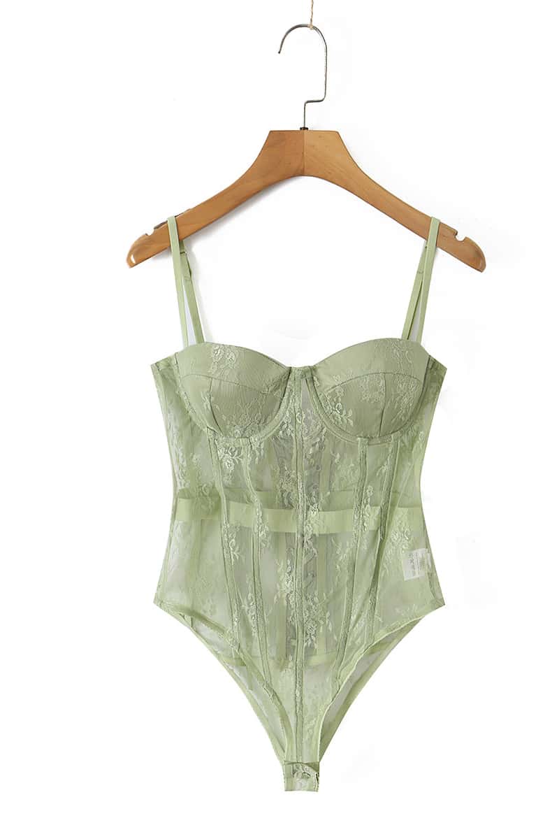 Sage Green Lace Corset Bodysuit