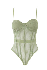 Sage Green Lace Corset Bodysuit
