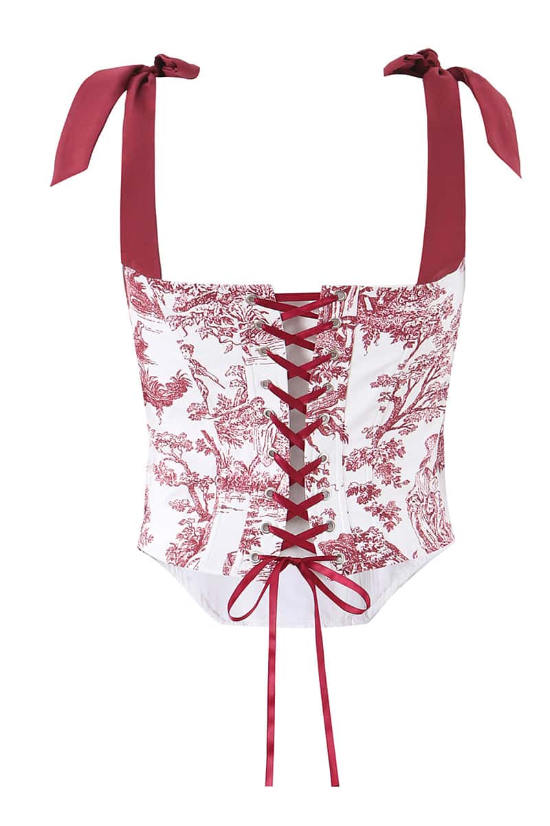 Vintage Print Bows Corset