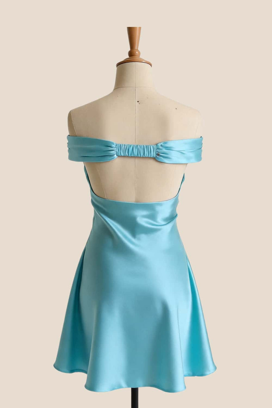 Off the Shoulder Aqua A-line Short Dress