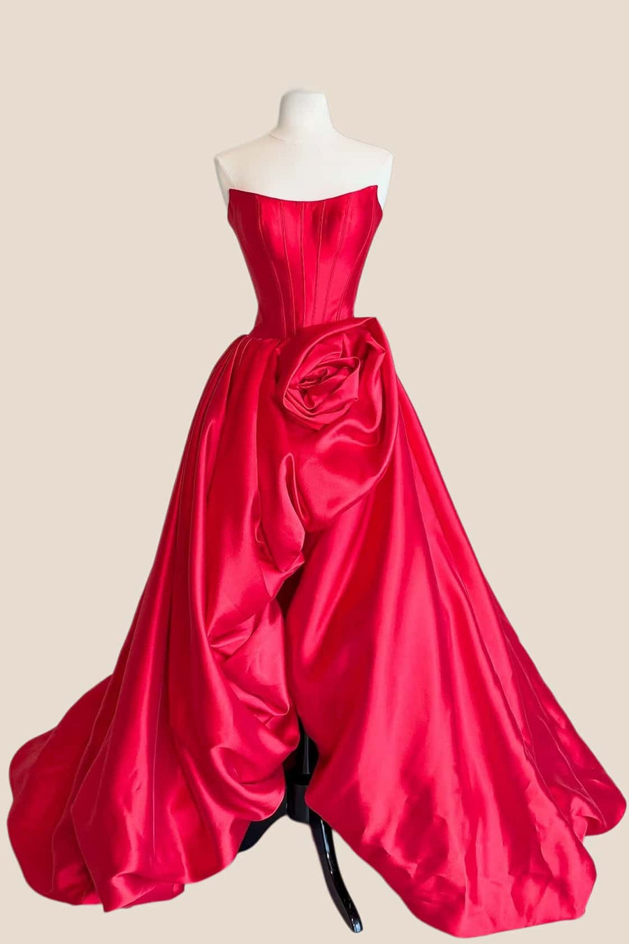 Fuchsia Strapless Rosette Bubble Gown