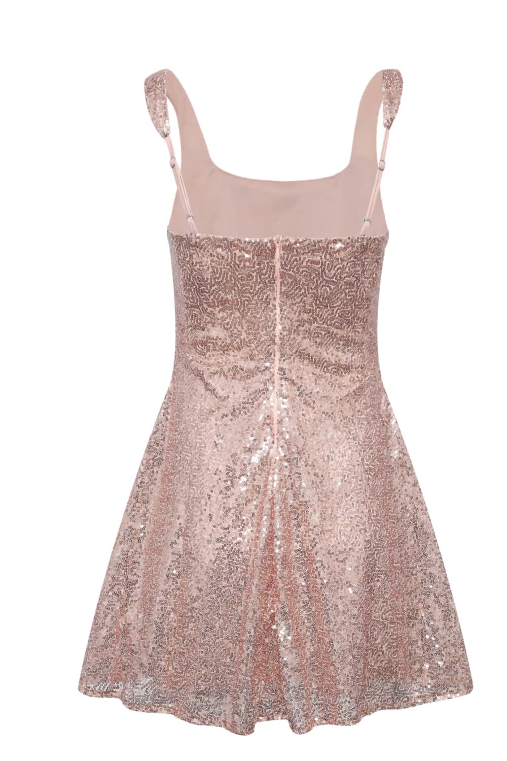 Square Neck Champagne Sequin A-line Dress