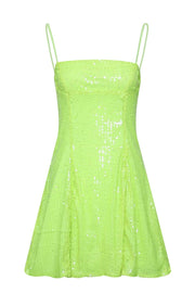 Pink Sequin Straps A-line Short Dress