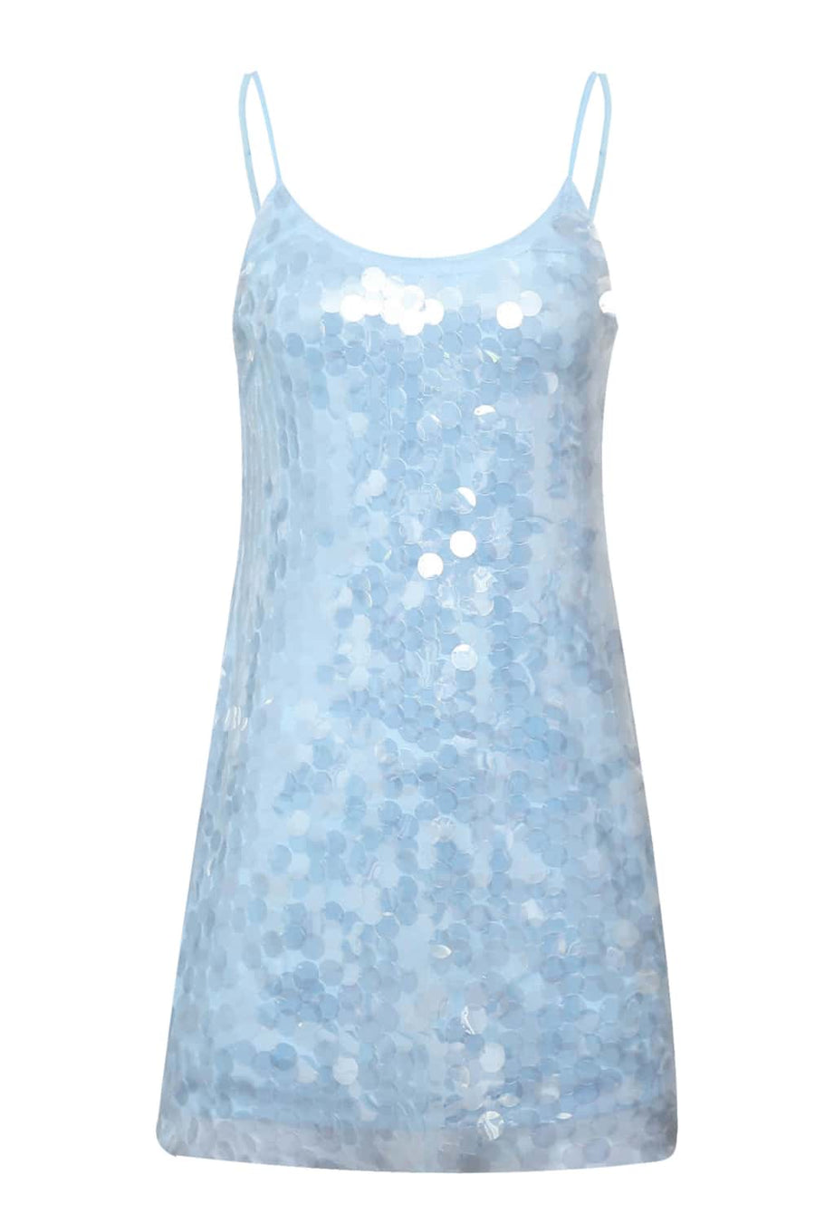 Scoop Blue Sequin Fitted Short Dress