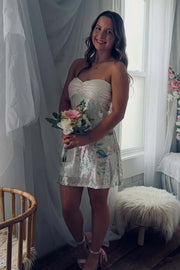 Twist White Floral Sequin Short Dress