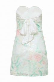 Twist White Floral Sequin Short Dress