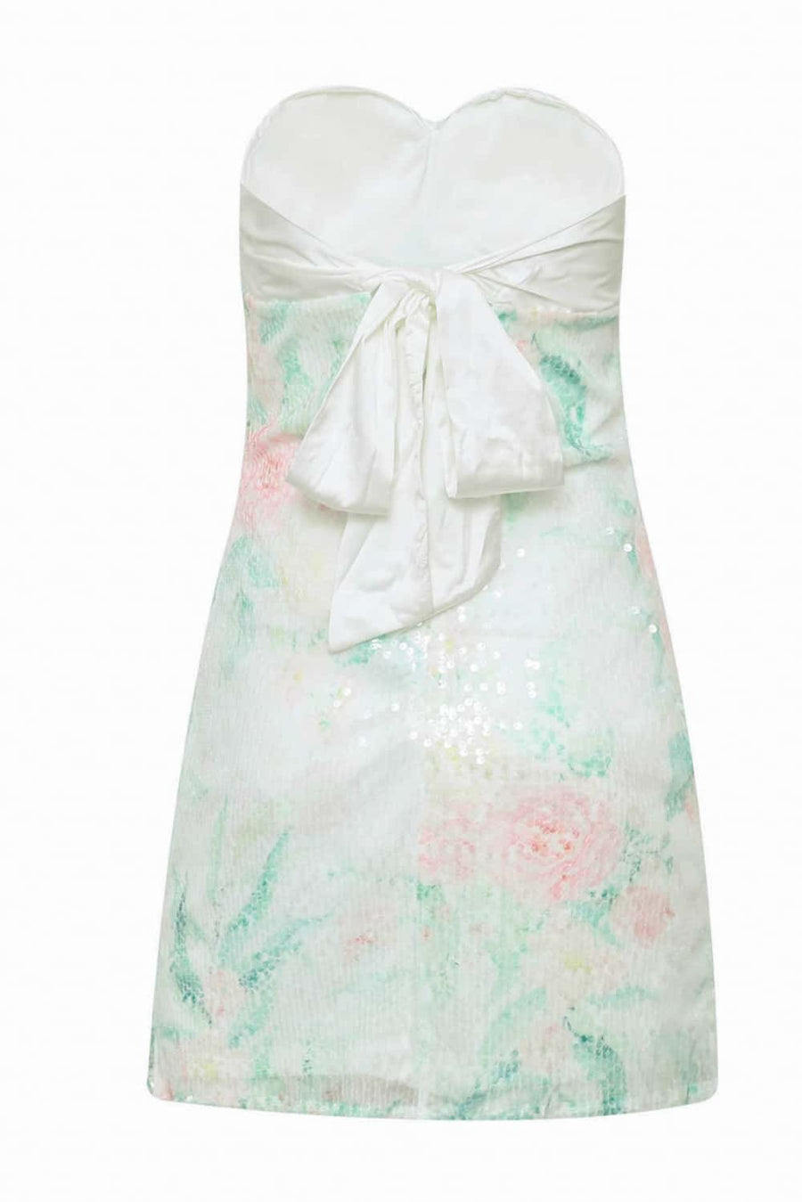 Twist White Floral Sequin Short Dress