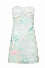 Twist White Floral Sequin Short Dress