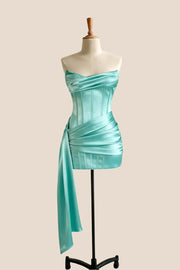 Light Blue Corset Tight Dress with Train