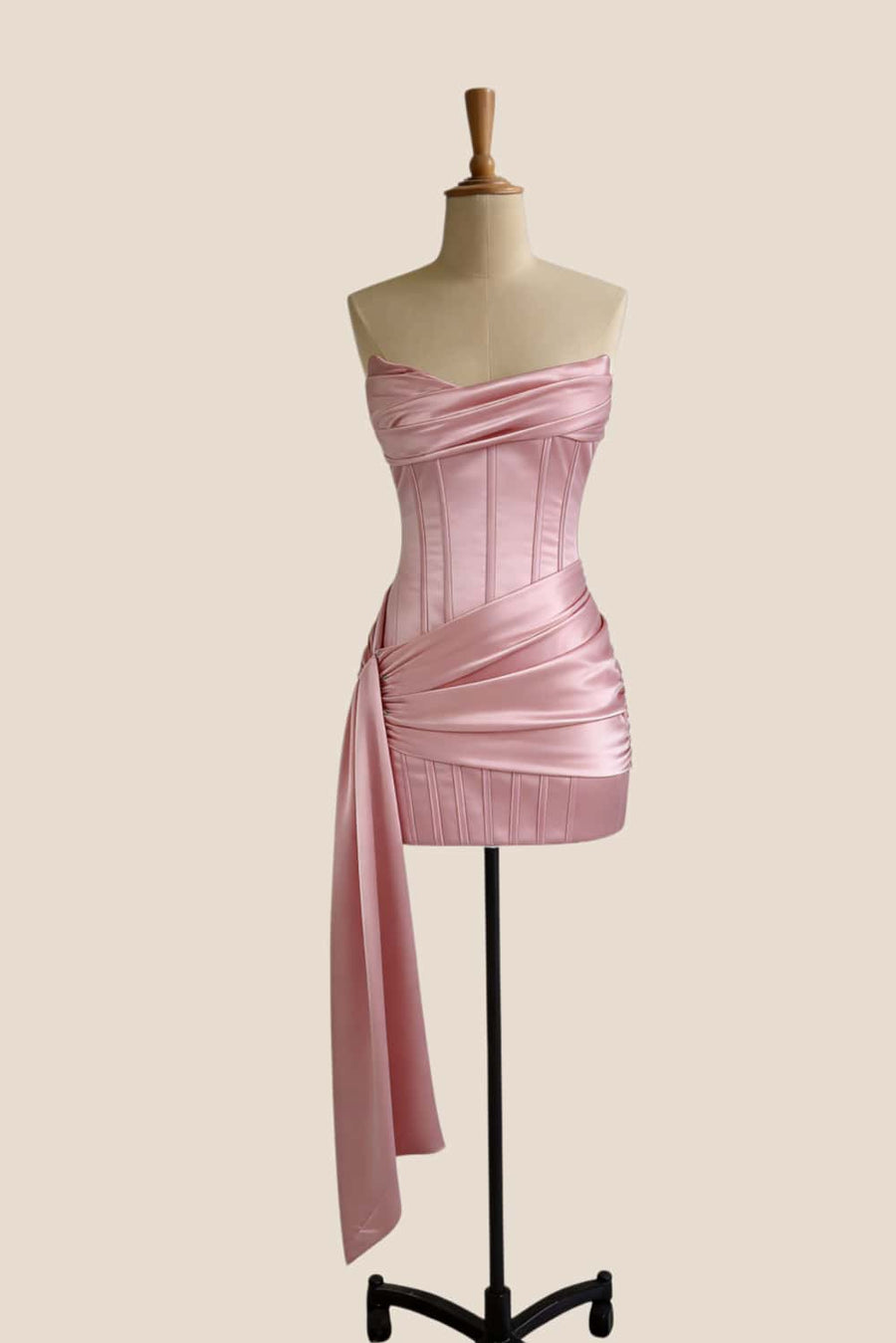 Burgundy Corset Tight Dress with Train