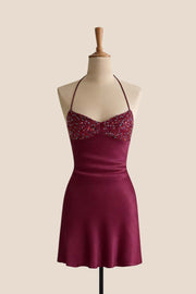 Halter Beaded Beaded Short Dress