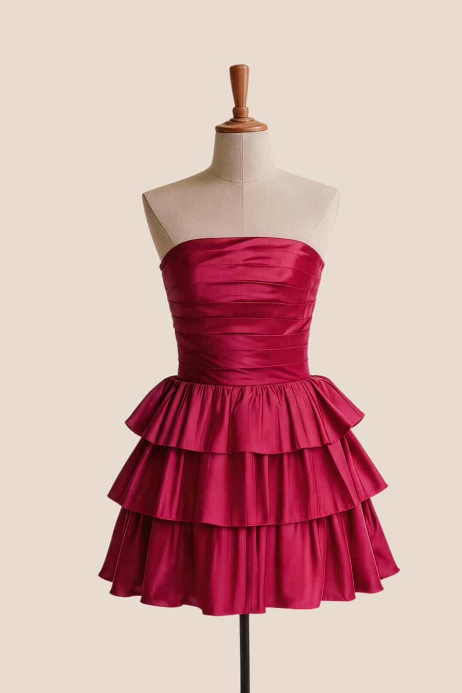 Navy Blue Strapless A-line Short Ruffle Dress