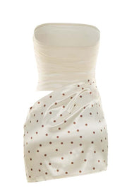 Cream Polka Dots Cutout Tight Dress