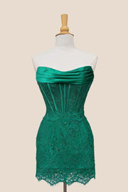 Cowl Neck Green Lace Tight Homecoming Dress